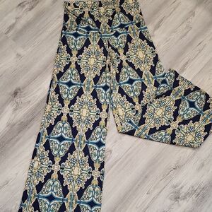 White Mark Palooza Wide-Leg Pants in Blue and Cream